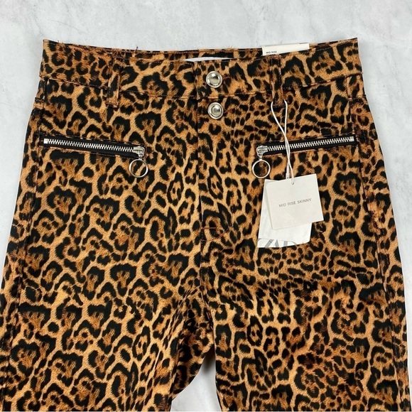 Zara: Jaguar Animal Print Stretchy Full Length Mid Rise Skinny Jeans Size 2 NWT - Picture 3 of 6